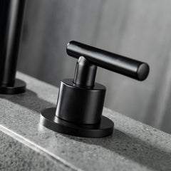 Two Handles 3-Holes Bathroom Sink Faucet In Matte Black