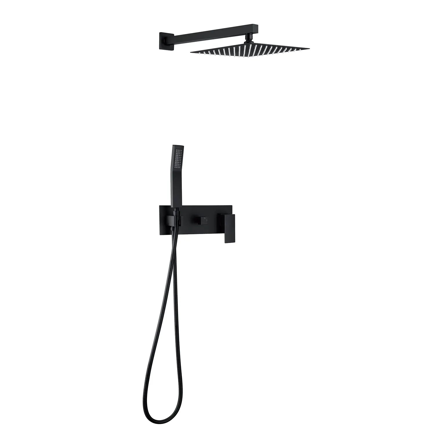 Matte Black Bathroom Shower Set With Handheld Shower Head And Rain Shower Head