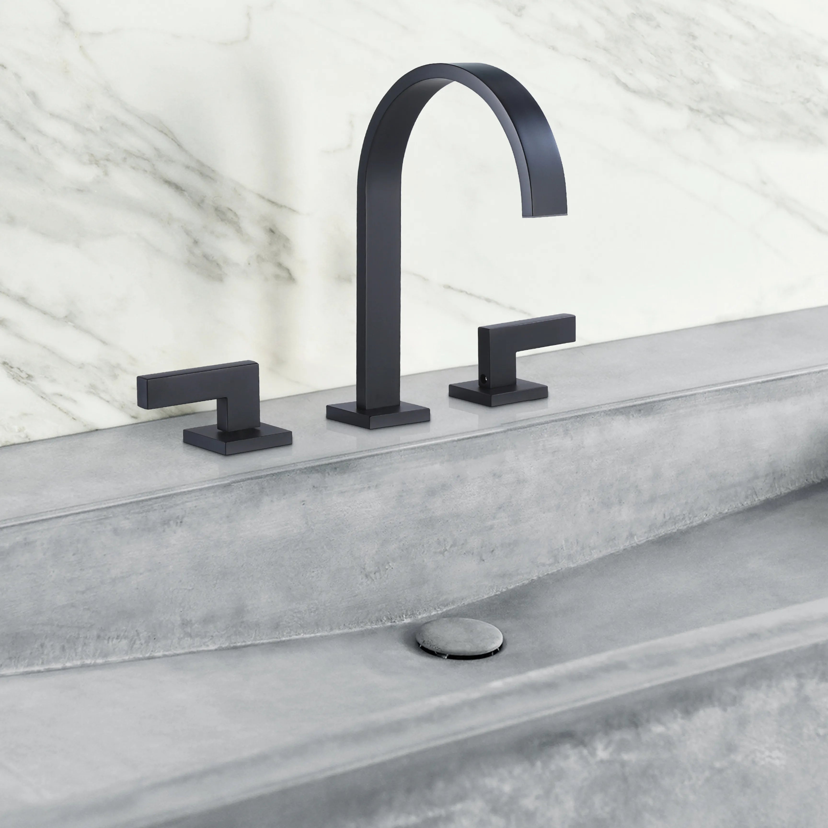 Matte Black Two-Handle 3 Hole Bathroom Sink Faucet