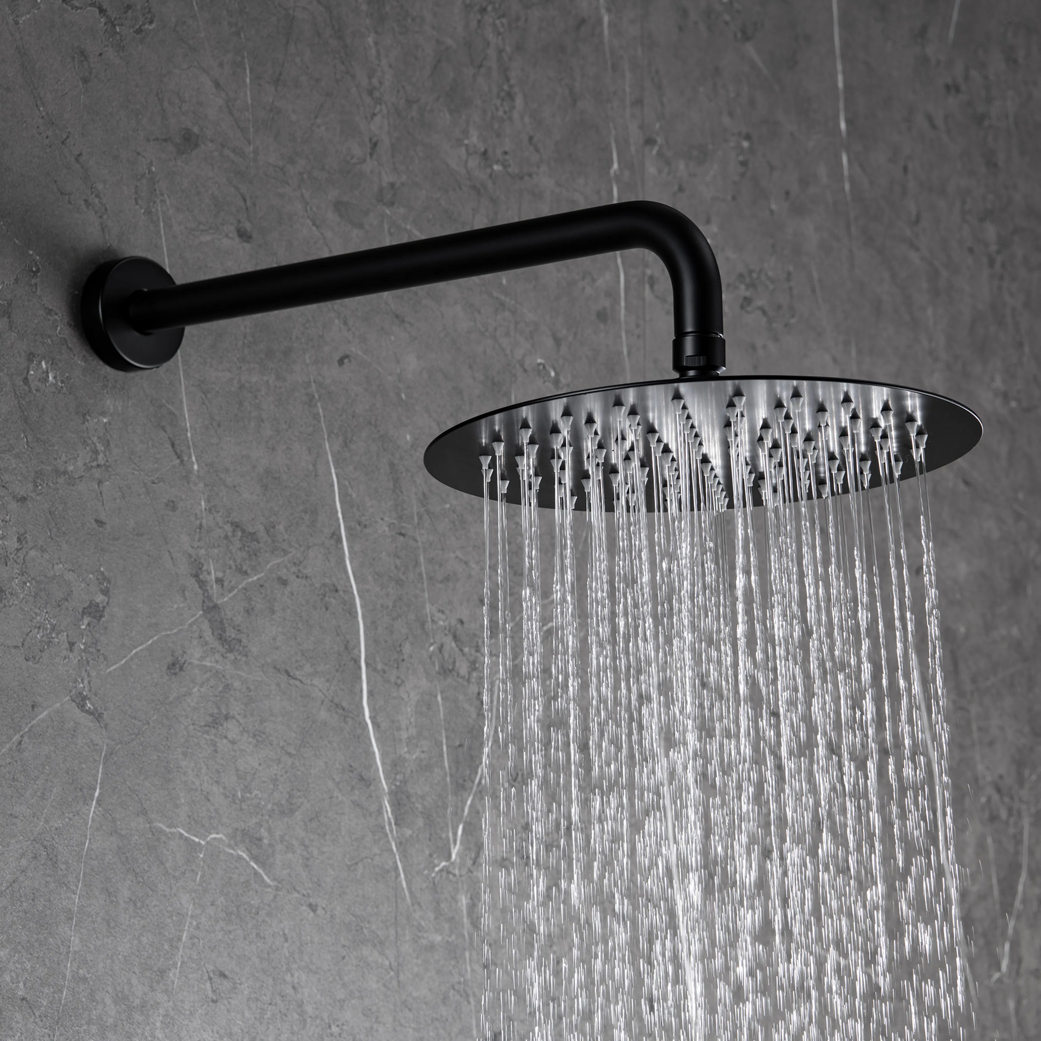 Matte Black Wall Mounted 2-Function Shower System With Pressure-Balanced Valve