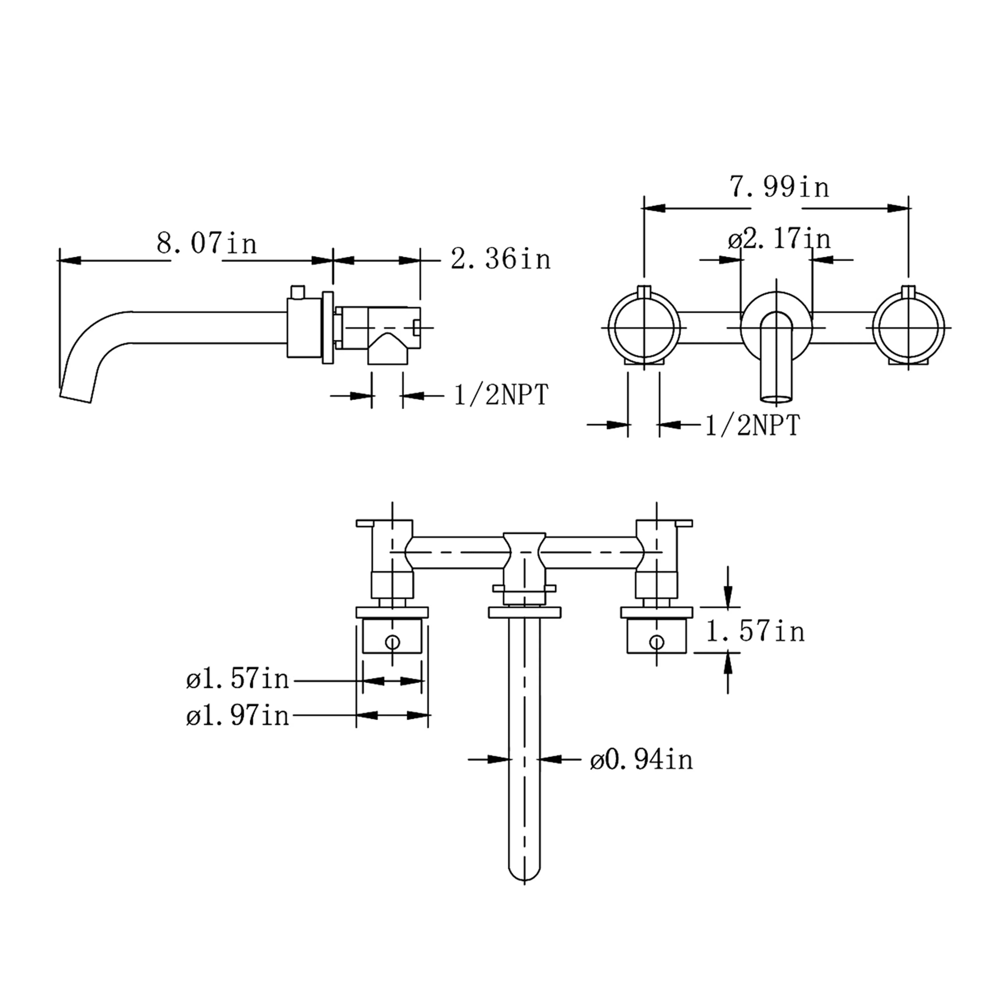 Three Holes 2-Handles Bathroom Sink Faucet In Brushed Gold