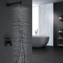 Matte Black Bathroom Shower Set With Handheld Shower Head And Rain Shower Head