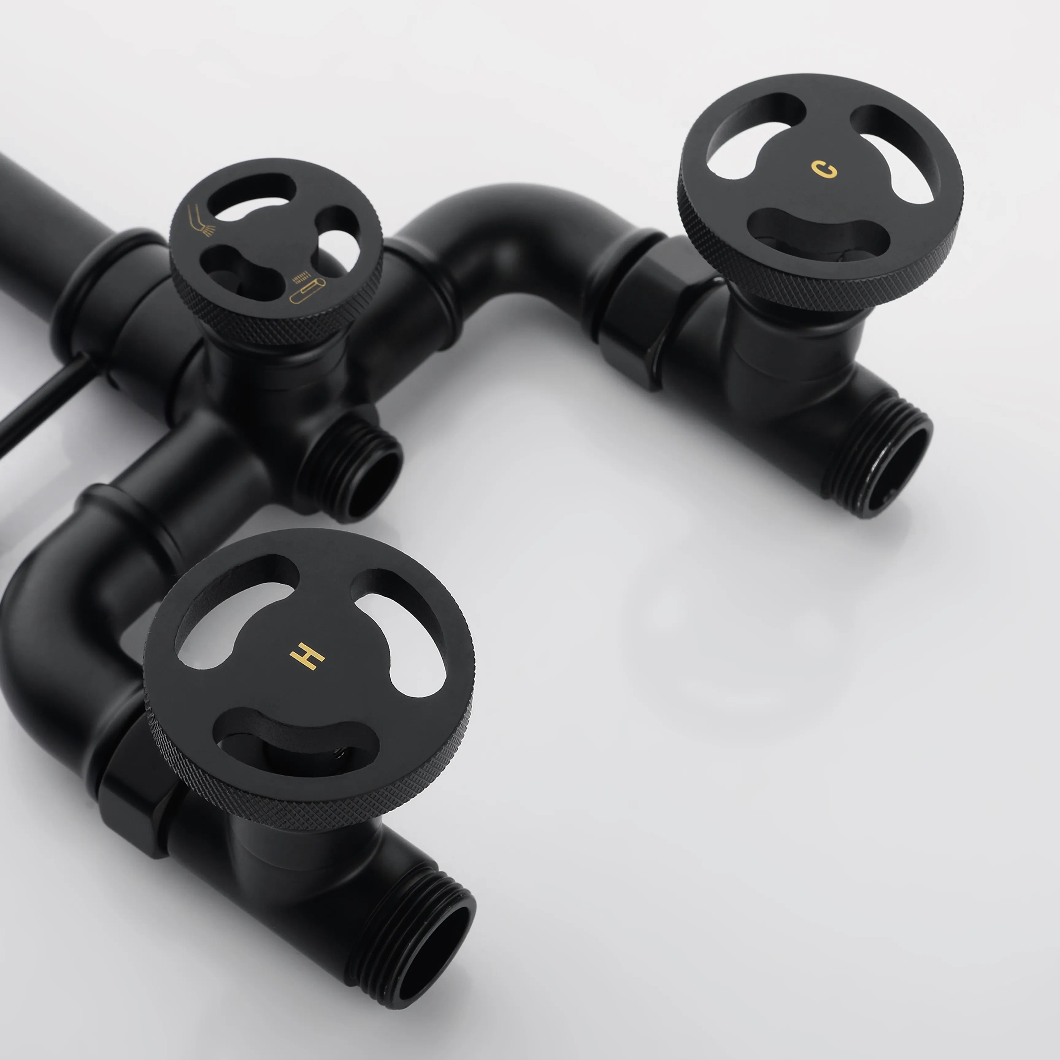 Matte Black Floor Mounted Bathtub Faucet With Hand Shower And Tub Spout