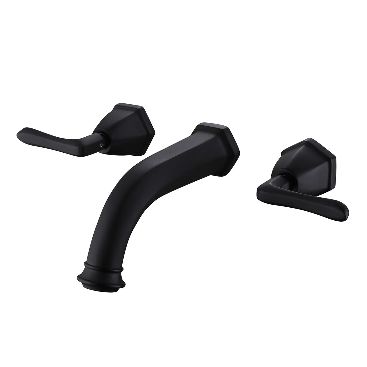 Wall Mounted 2-Handle Bathroom Faucet In Matte Black/Brushed Gold