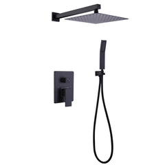 Matte Black Bathroom Shower Set With Handheld Shower Head And Rain Shower Head