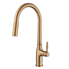 Single Hole Pull Down Kitchen Sink Faucet In Brushed Gold