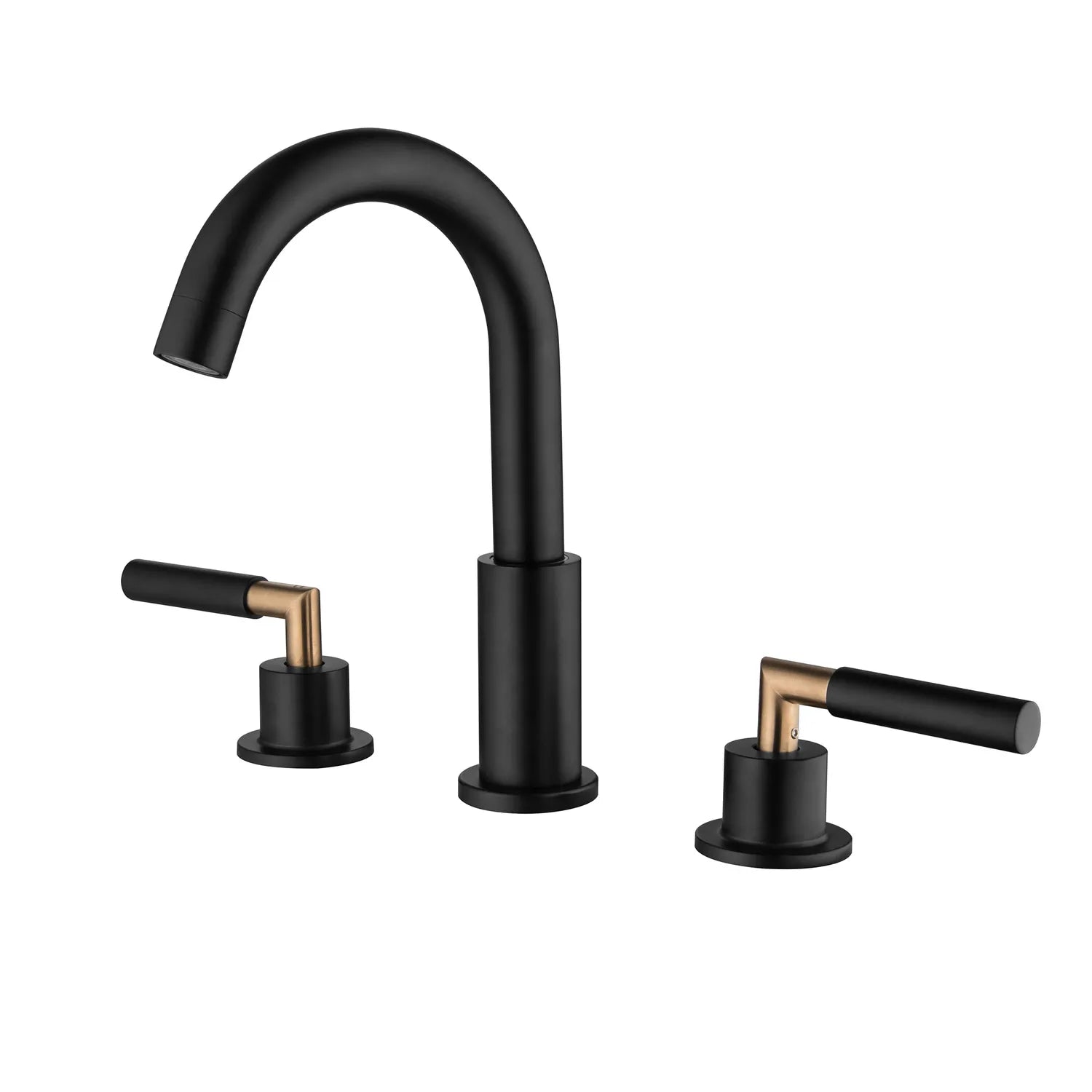 Two Handles 3- Holes Bathroom Sink Faucet In Matte Black