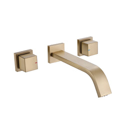 Two Handle 3-Hole Bathroom Sink Faucet In Brushed Gold