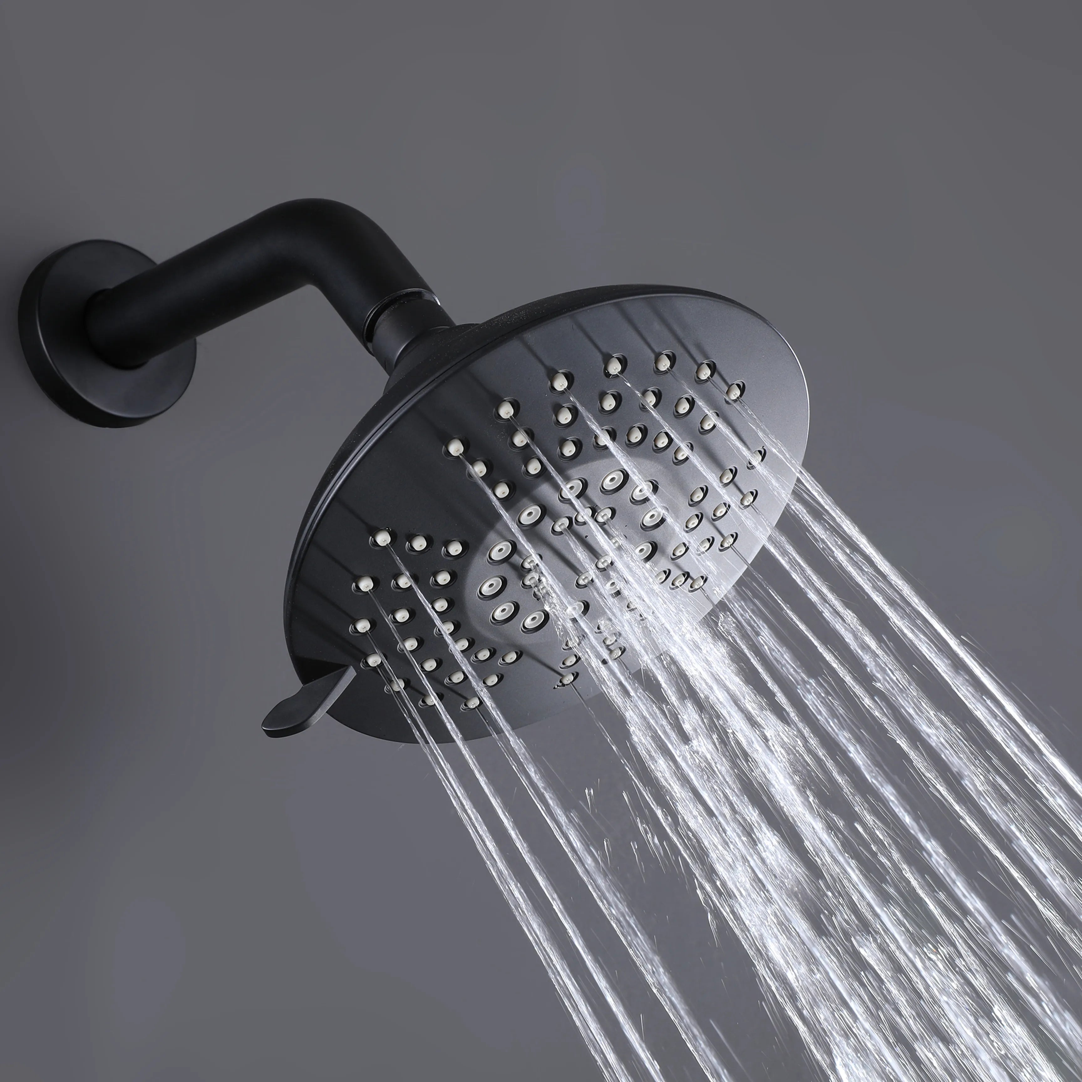 Matte Black Rain Shower Head With Pressure Balance Valve,5 Functions Spray Settings