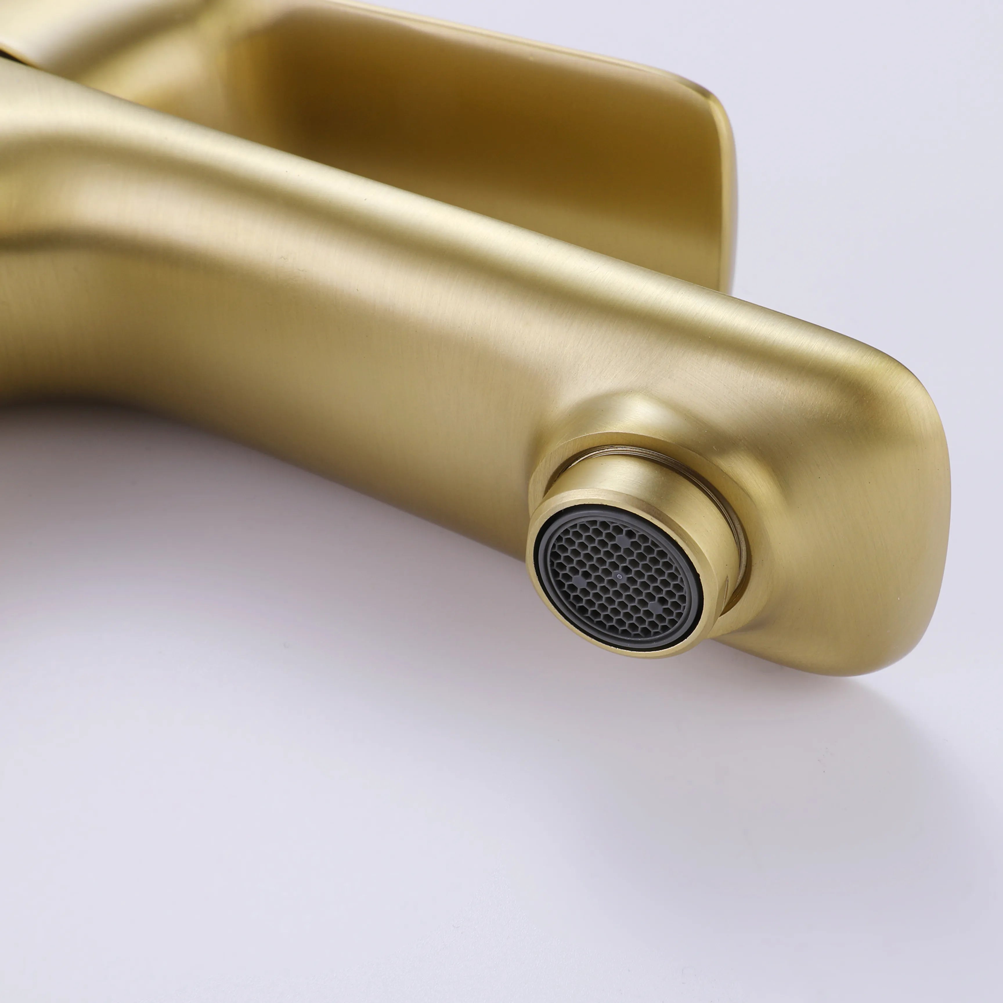 1-Hole Single Handle Bathroom Sink Faucet (With Deck Plate) In Brushed Gold