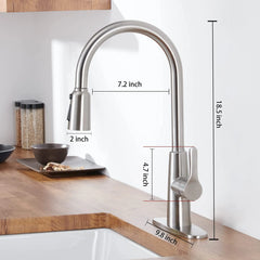 Kitchen Sink Faucet With Pull Out Sprayer In Brushed Nickel