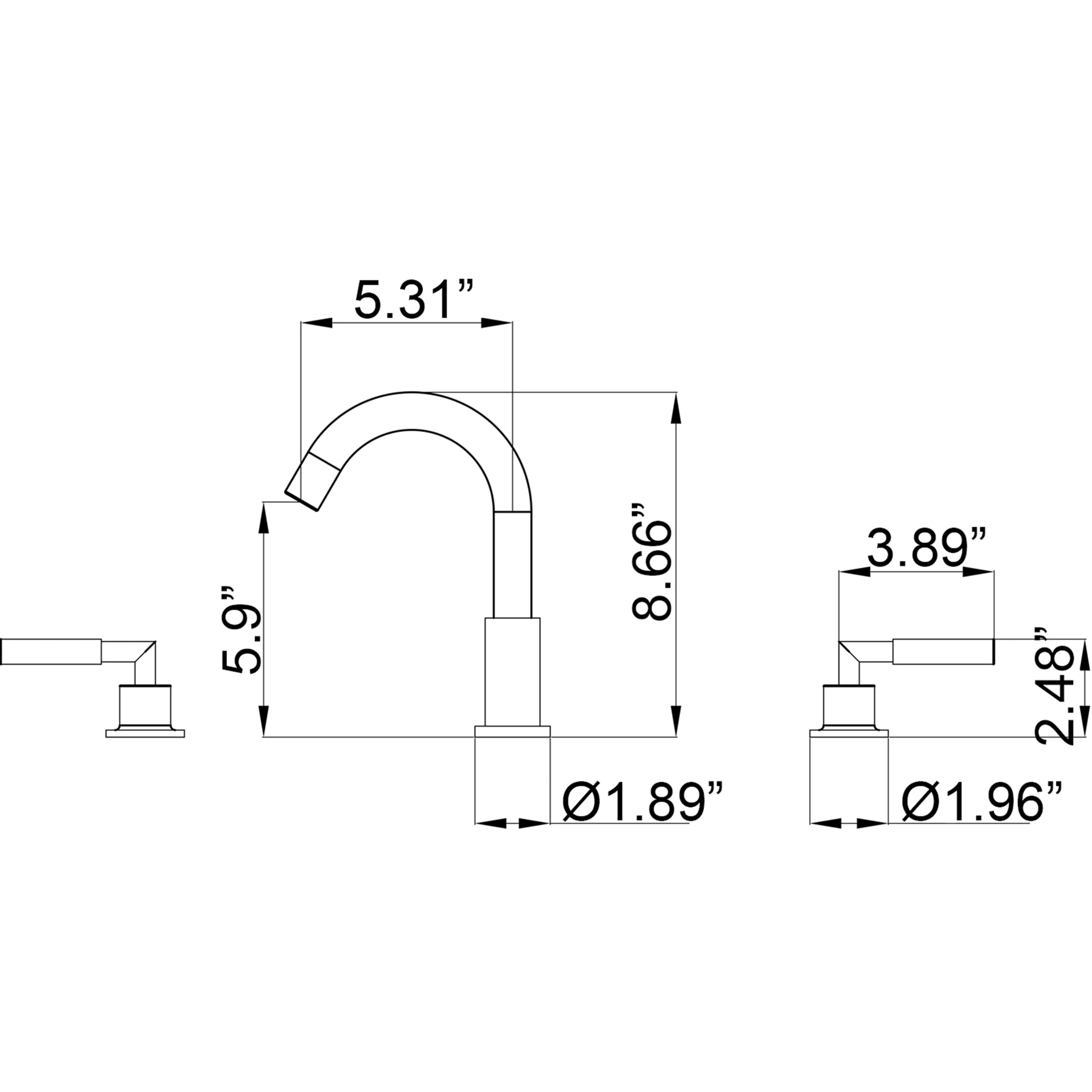 Three Holes 2-Handles Bathroom Sink Faucet In Matte Black