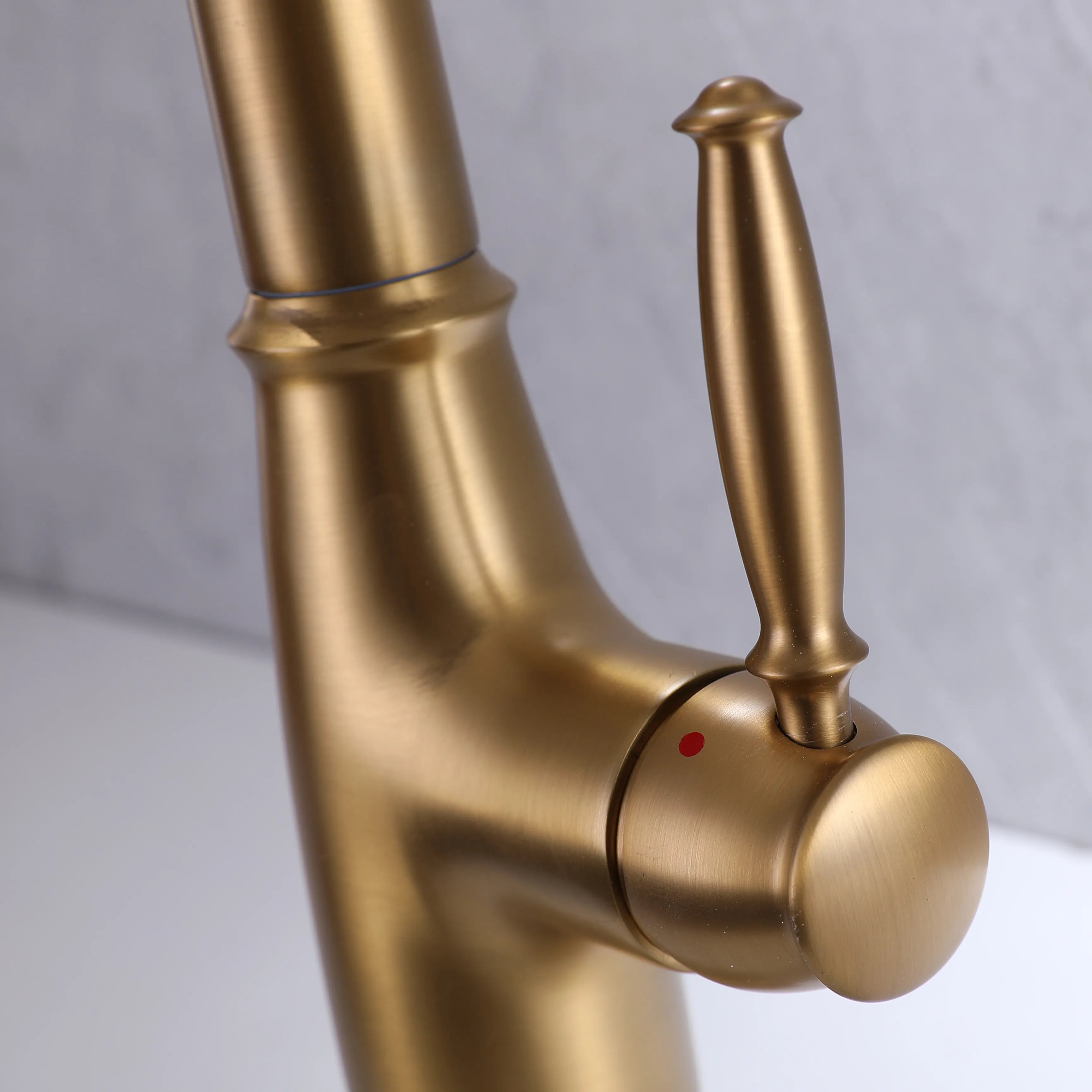 Single Hole Pull Down Kitchen Sink Faucet In Brushed Gold