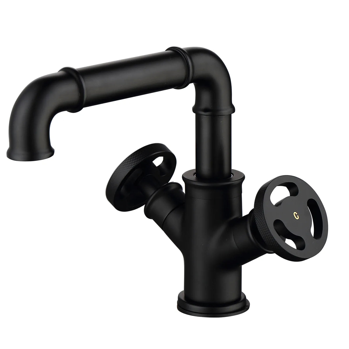 Matte Black 1-Hole Two Handle Deck Mount Bathroom Sink Faucet With Swivel Spout