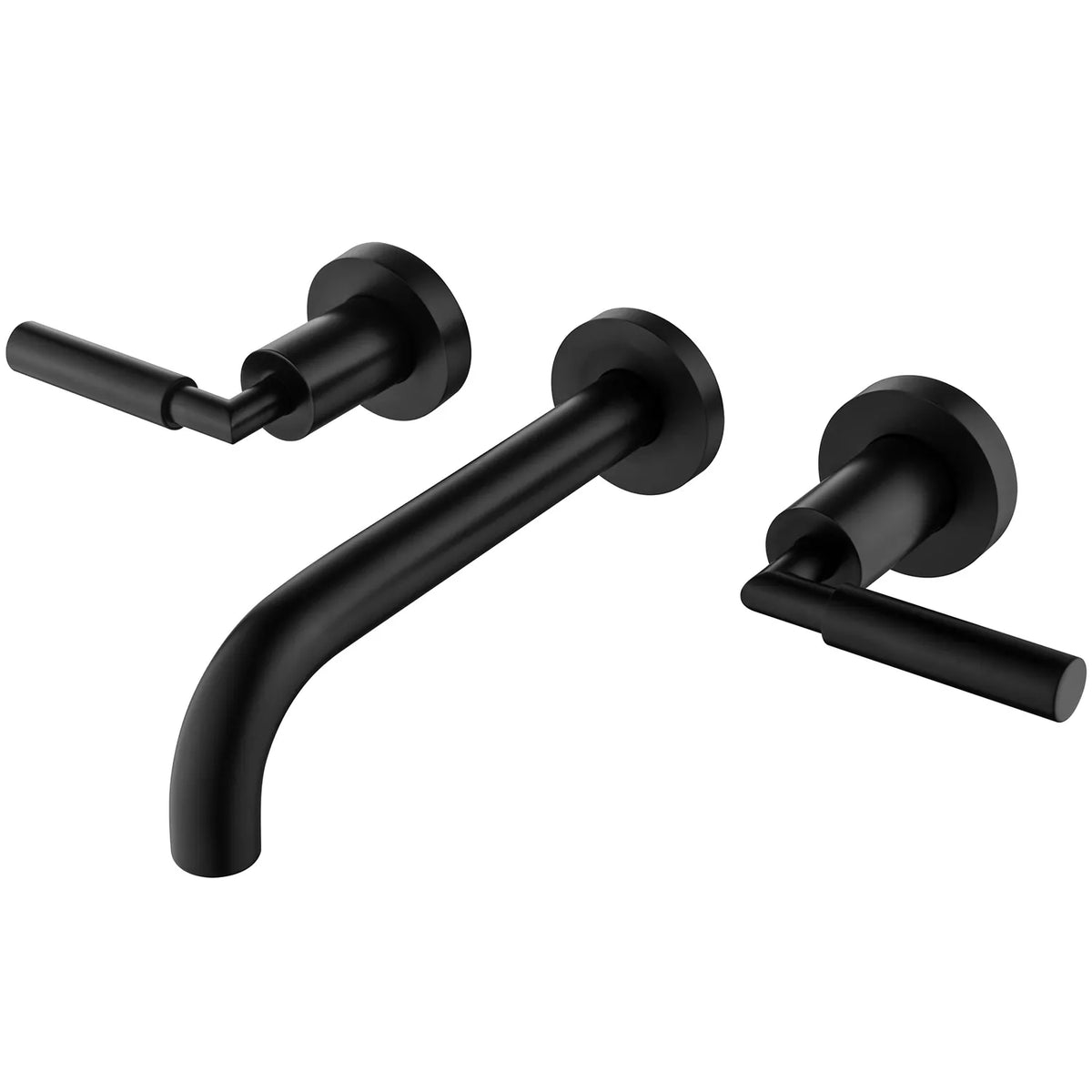 2-Handle Wall Mounted Bathroom Faucet In Matte Black Brushed Gold