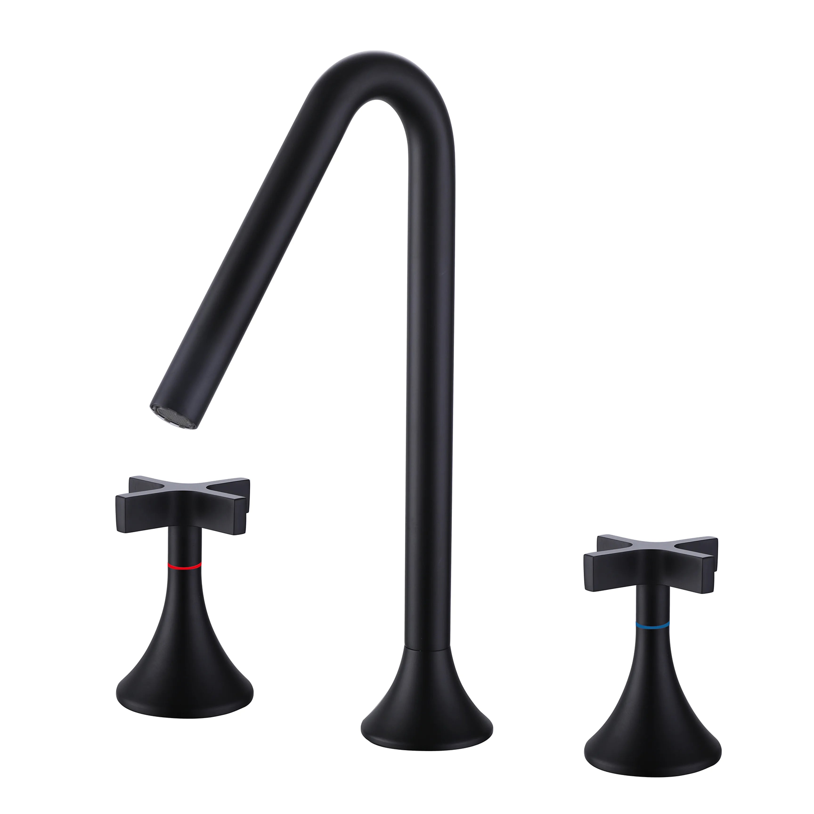 Two Handles 3-Holes Bathroom Sink Faucet In Brushed Gold Matte Black