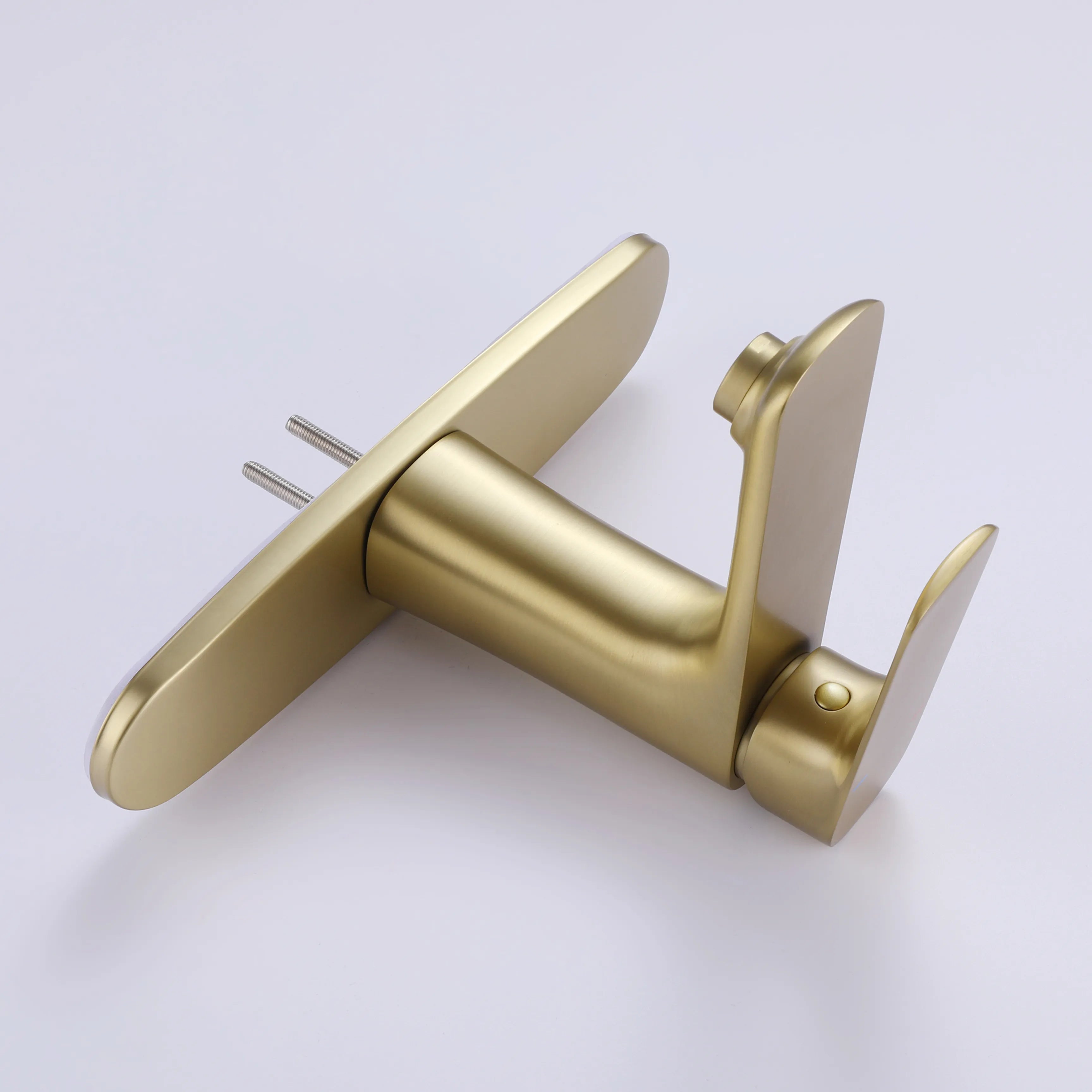 1-Hole Single Handle Bathroom Sink Faucet (With Deck Plate) In Brushed Gold