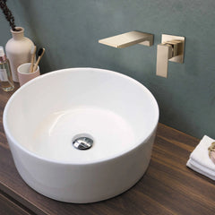 Brushed Gold Wall Mounted Waterfall Bathroom Sink Faucet