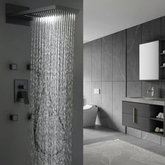 Matte Black 3 Function Wall Mount Bathroom Shower System With Body Jets