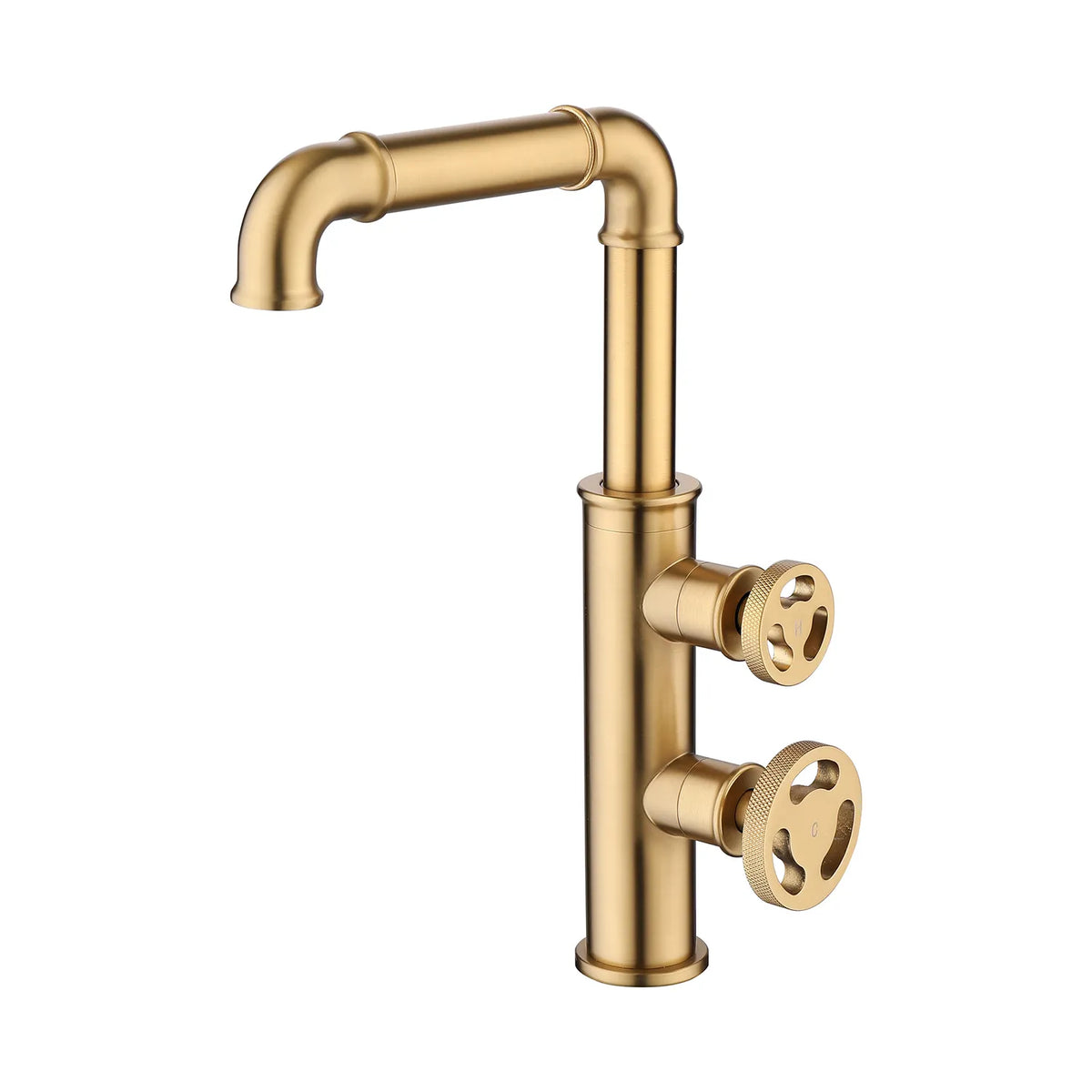 Deck Mount 2-Handle Bathroom Faucet In Brushed Gold