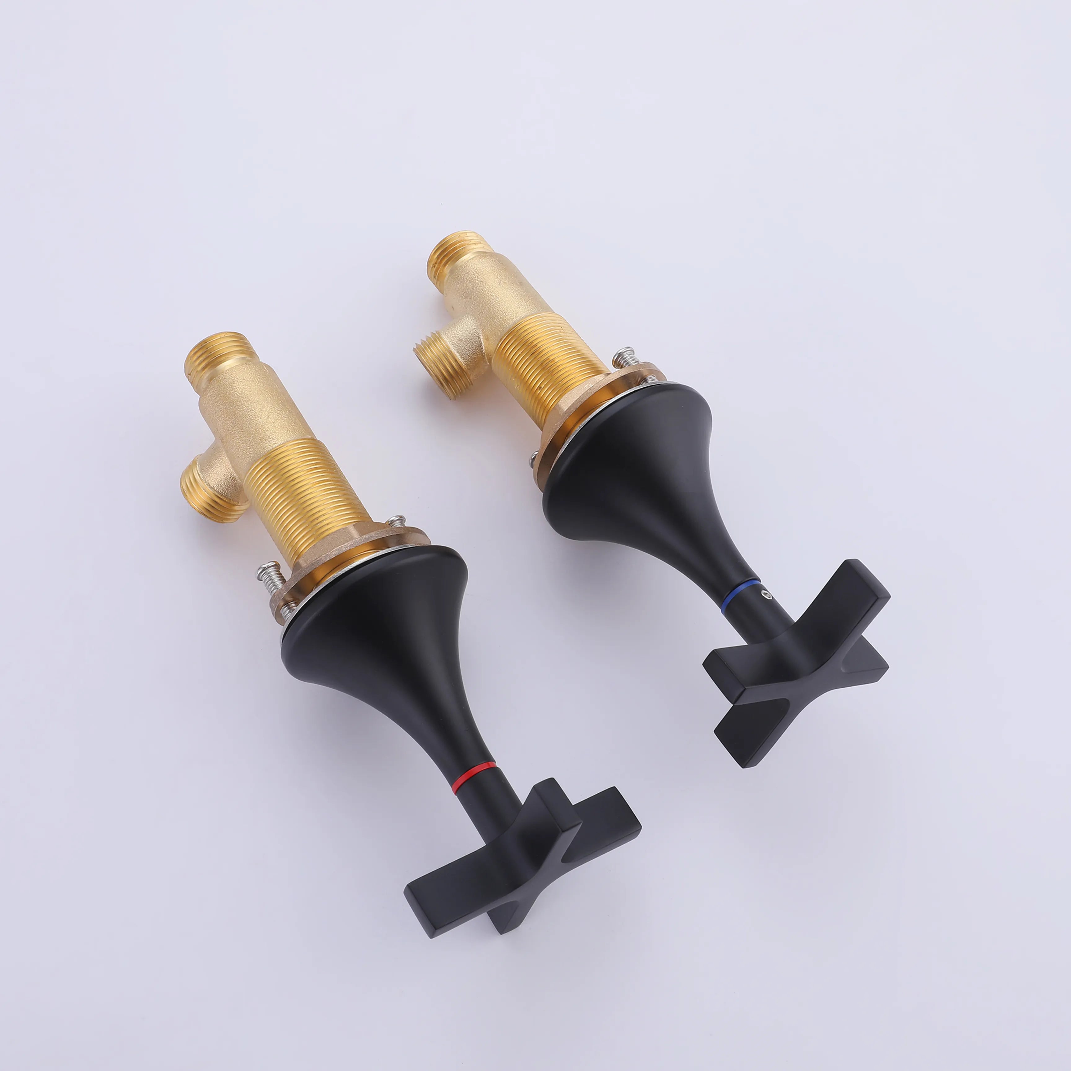 Two Handles 3-Holes Bathroom Sink Faucet In Brushed Gold Matte Black