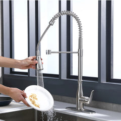 Pull Down High Arc Kitchen Faucet In Brushed Nickel