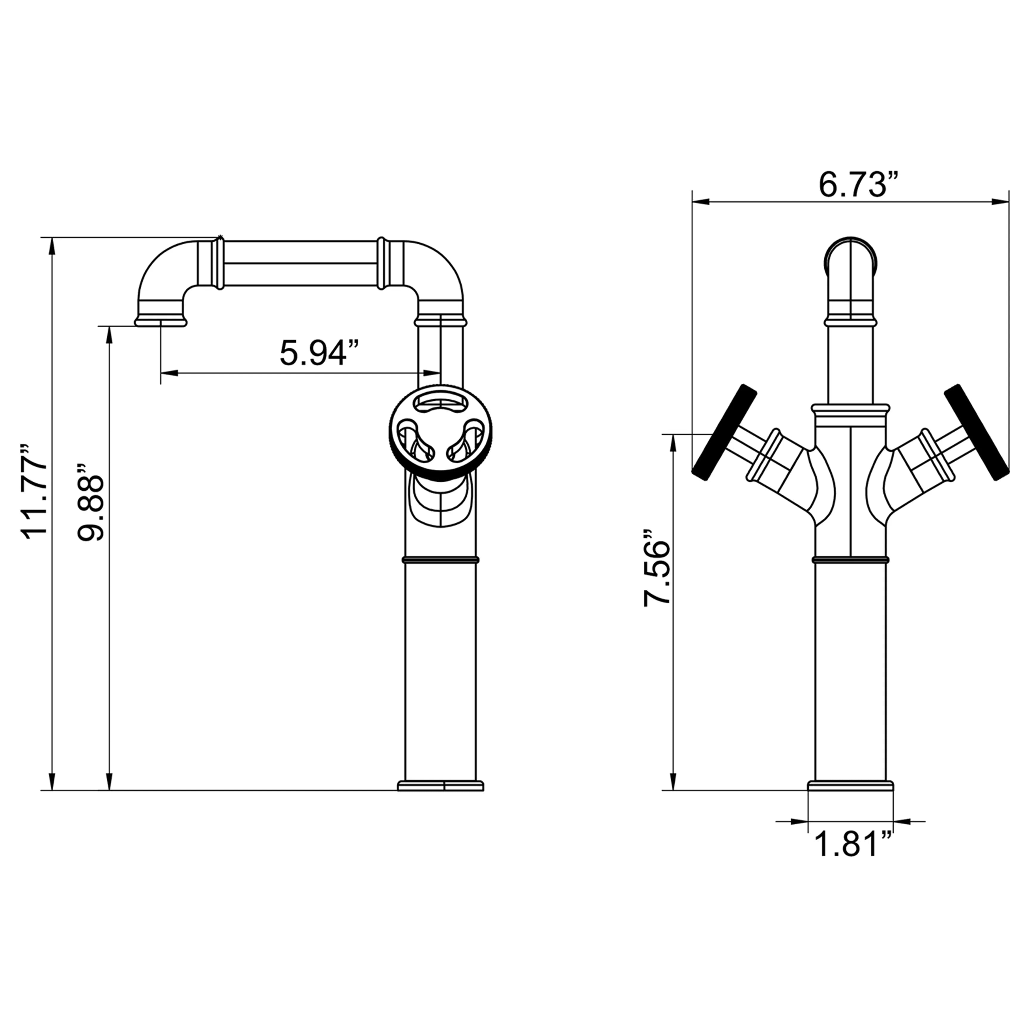 Deck Mount 2-Handle Bathroom Faucet In Brushed Gold