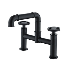 2-Handles Two Holes Bathroom Sink Faucet In Matte Black