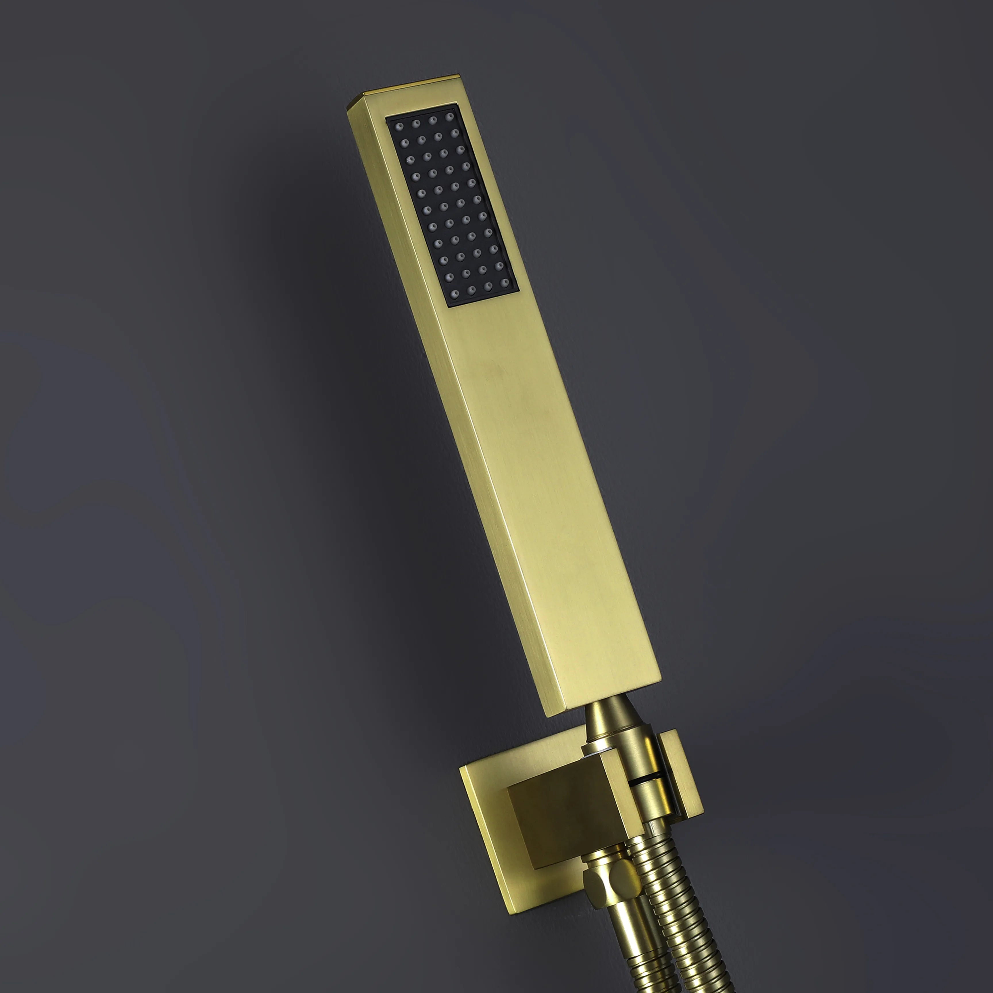 Brushed Gold Shower Set With Rain Shower Head, Handheld Shower Head And Pressure Balance Valve