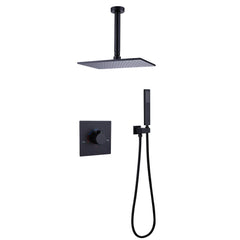 2-Function Matte Black Brushed Gold Ceiling Mount Shower System With Embedded Box