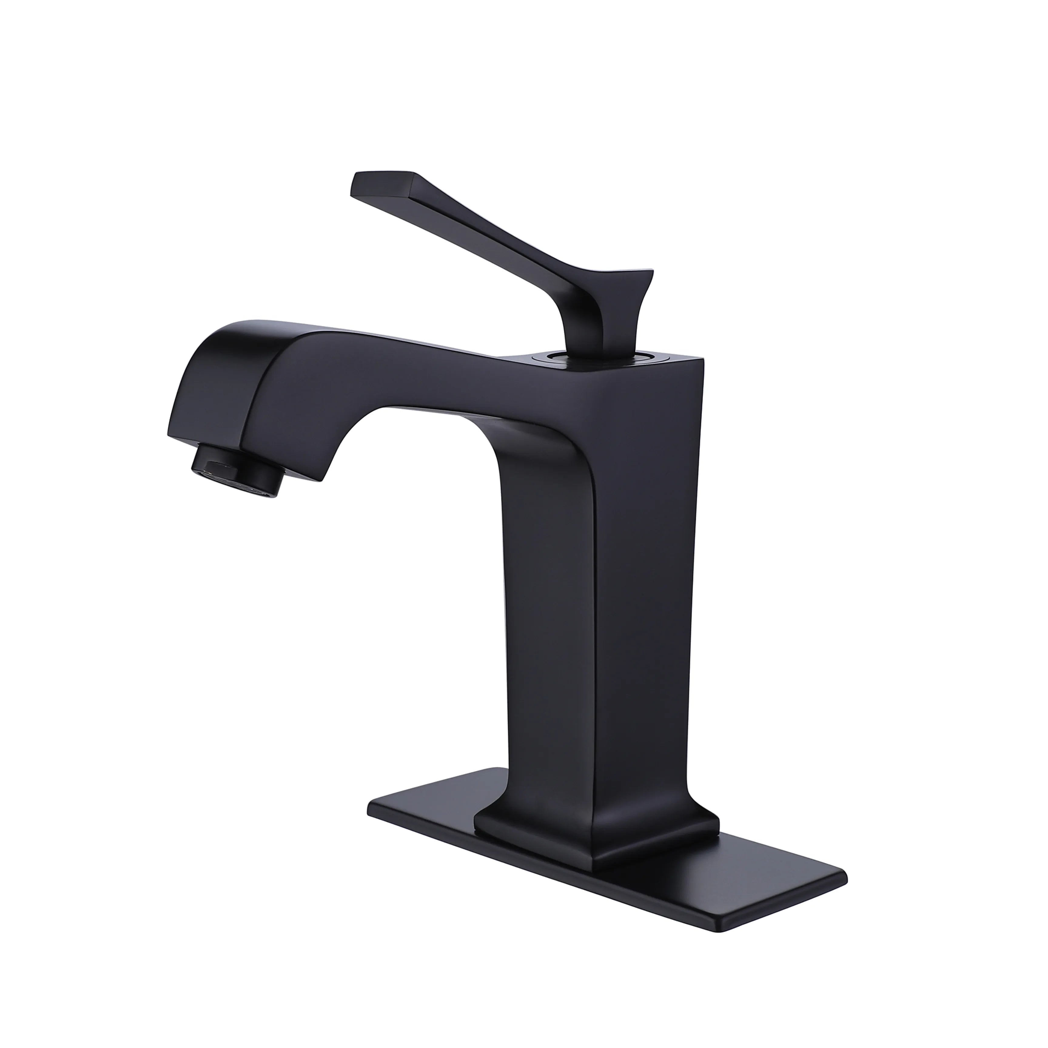 Brushed Gold Matte Black Single Handle 1-Hole Bathroom Sink Faucet With 59" Deck Plate