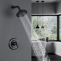 Matte Black Rain Shower Head With Pressure Balance Valve,5 Functions Spray Settings