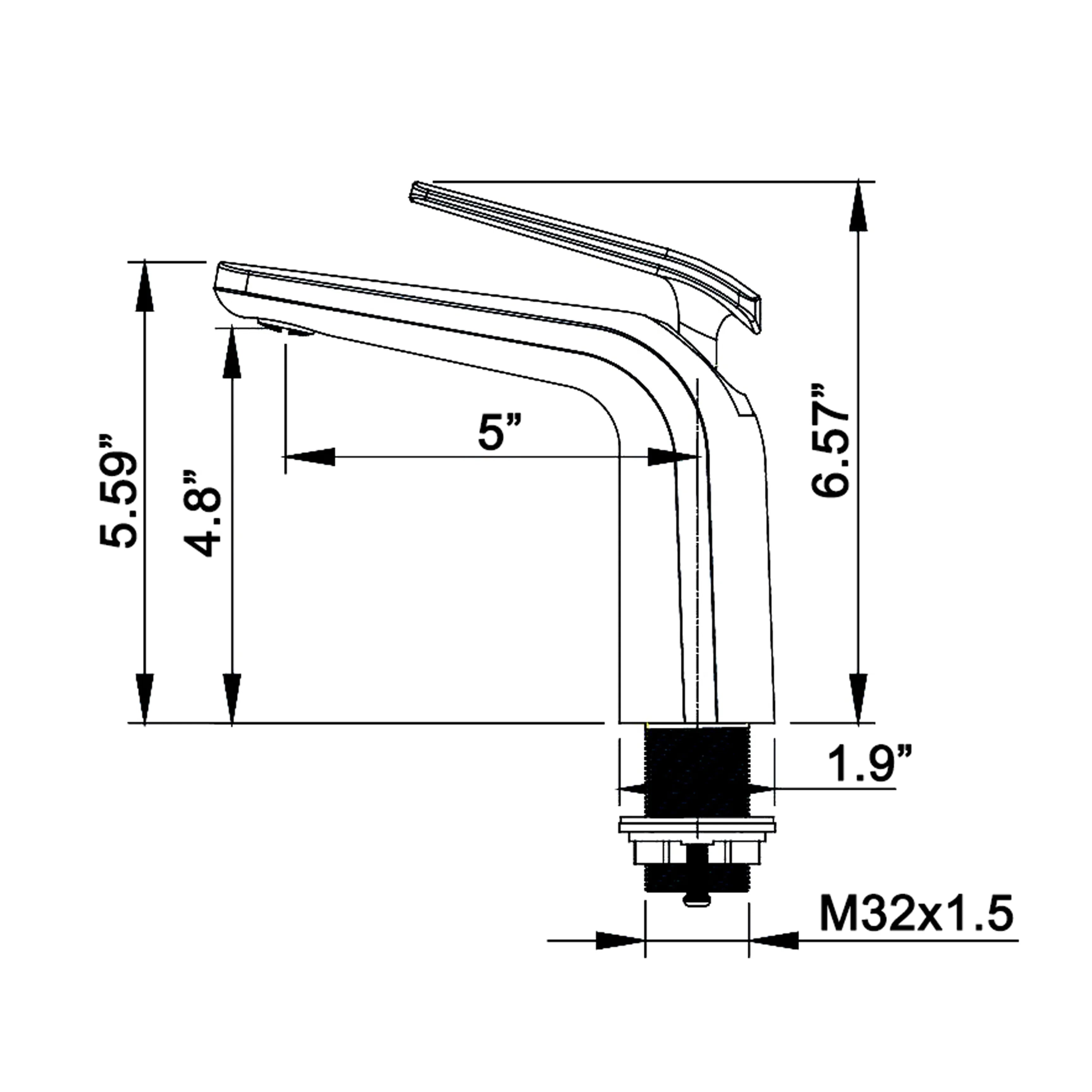 Single Handle 1-Hole Modern Bathroom Sink Faucet In Matte Black