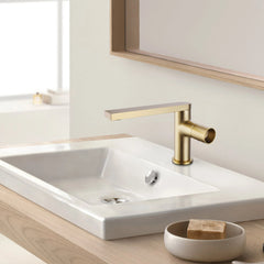 Modern Brushed Gold 1-Hole Bathroom Sink Faucet With Single Handle Knob