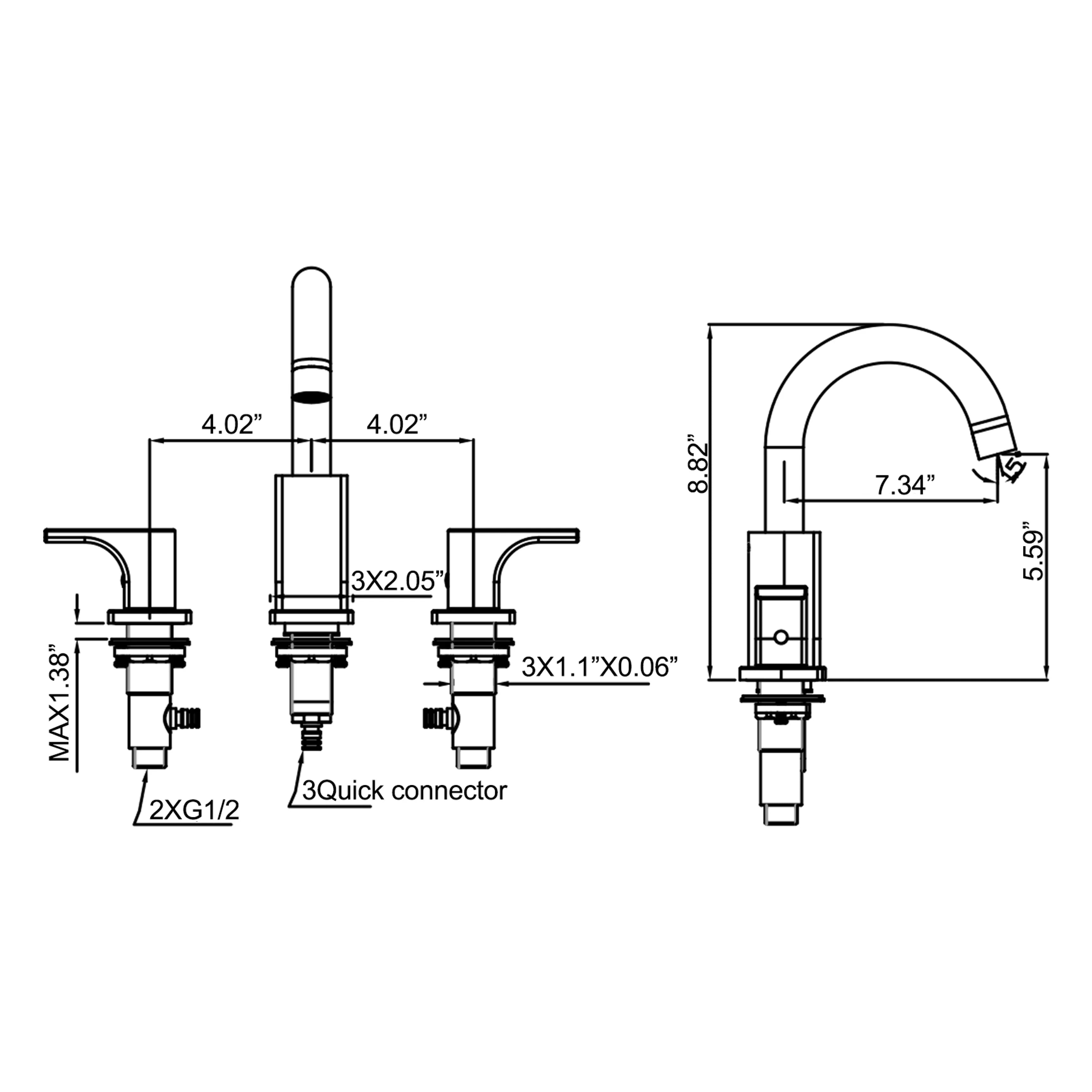 Matte Black Two Handle Widespread Bathroom Sink Faucet