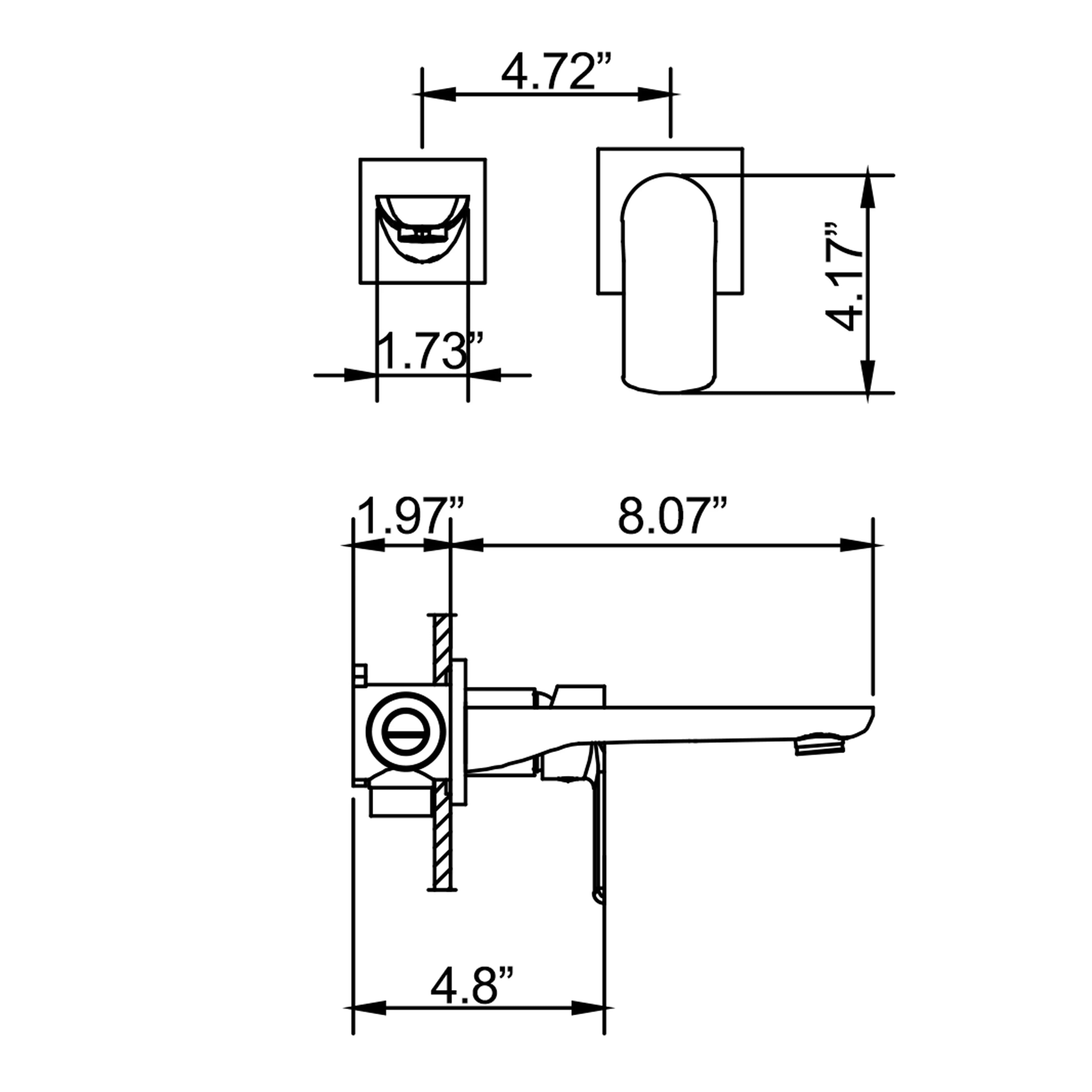 Matte Black Wall Mounted Single Handle Bathroom Sink Faucet, Valve cUPC Certified