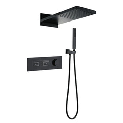 Matte Black Luxury Rainfall Thermostatic Shower System With Handheld Shower Head