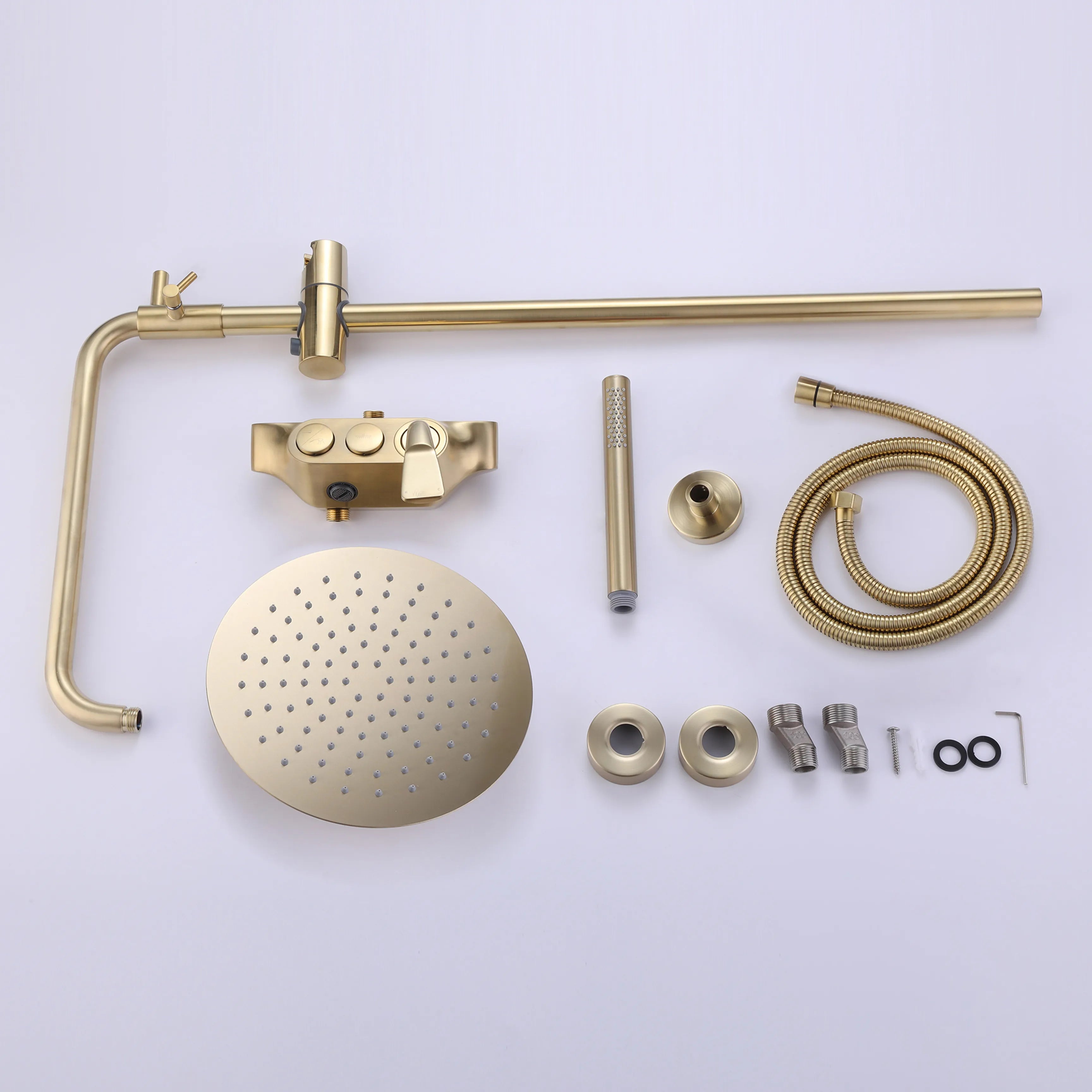 3-Function Bathroom Shower System With Slide Bar In Brushed Gold-RB1042