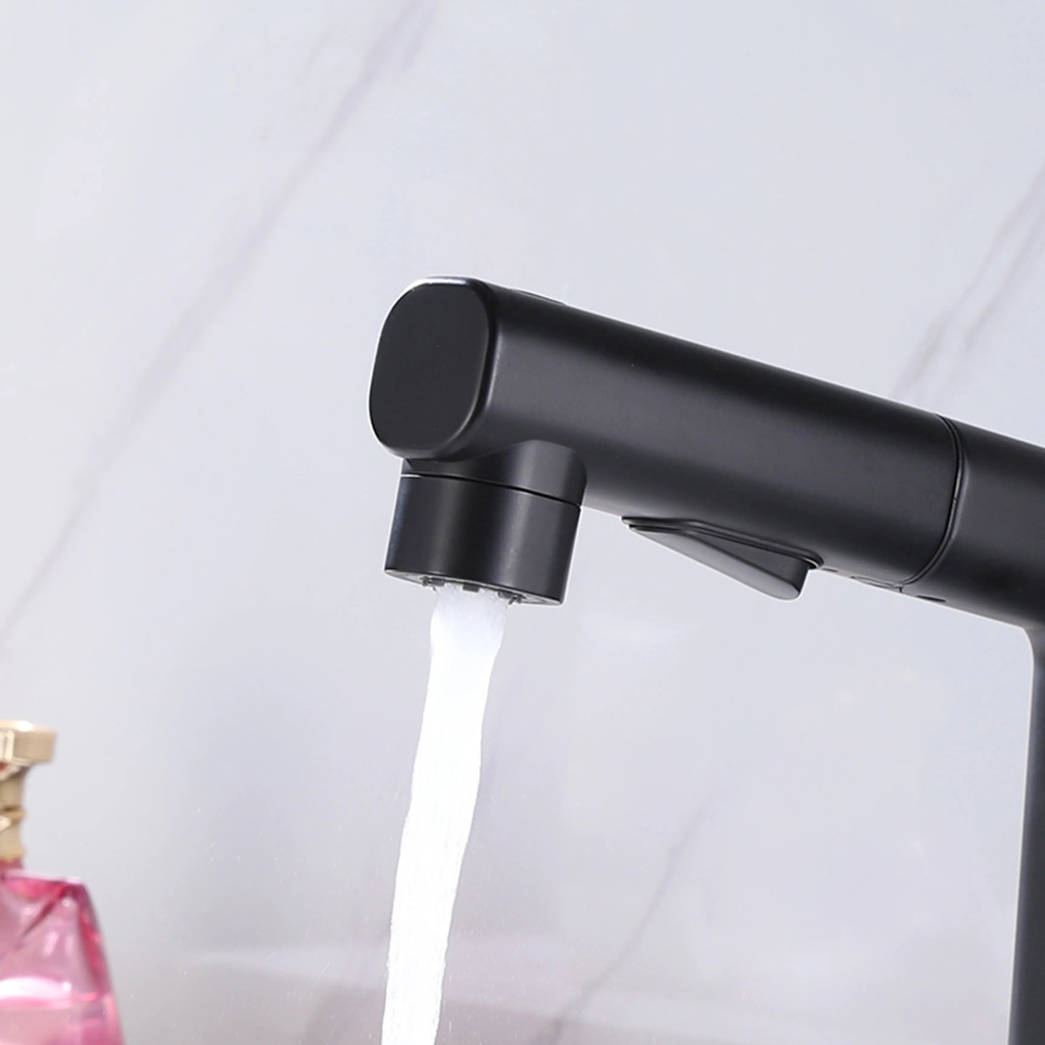 Matte Black Single Handle Sink Faucet With 3-Function Pull Out Sprayer