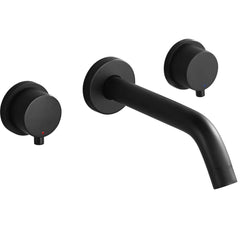 Round 2-Hand Wall Mount Bathroom Faucet In Matte Black