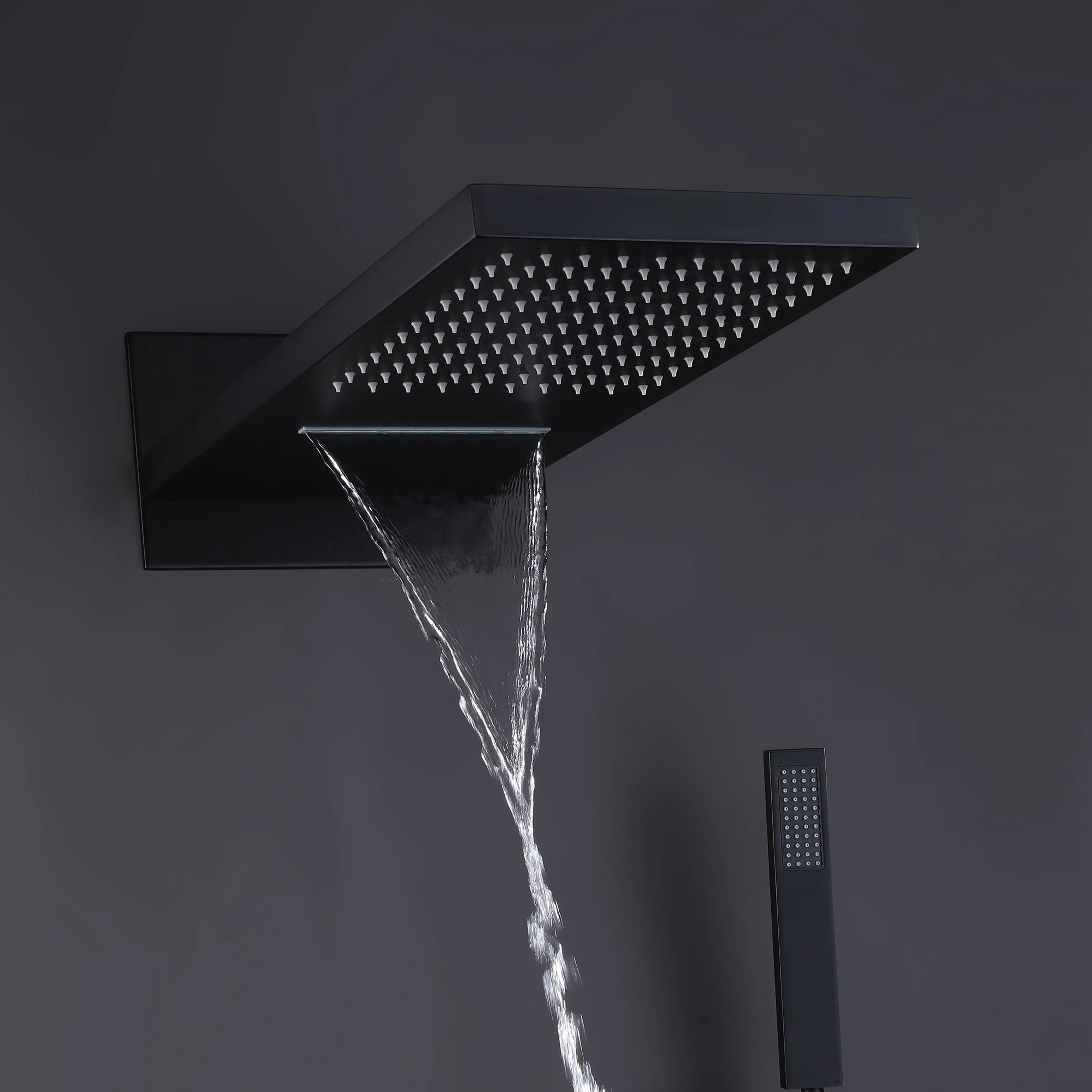 Matte Black 3 Function Wall Mount Bathroom Shower System With Body Jets