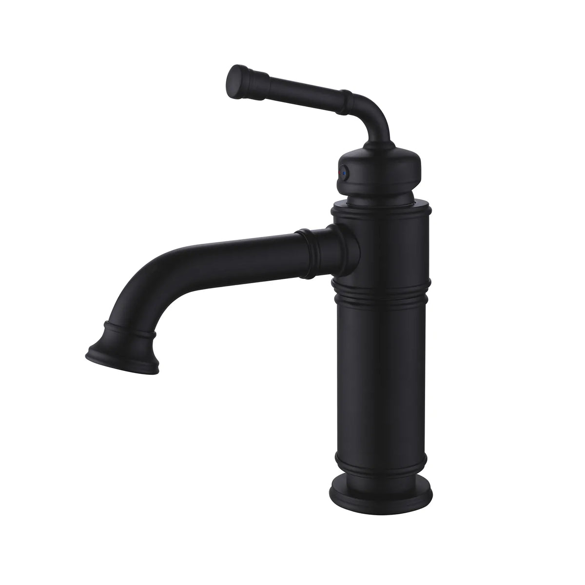 Matte Black Industrial Style Bathroom Sink Faucet With 1-Hole Single Handle