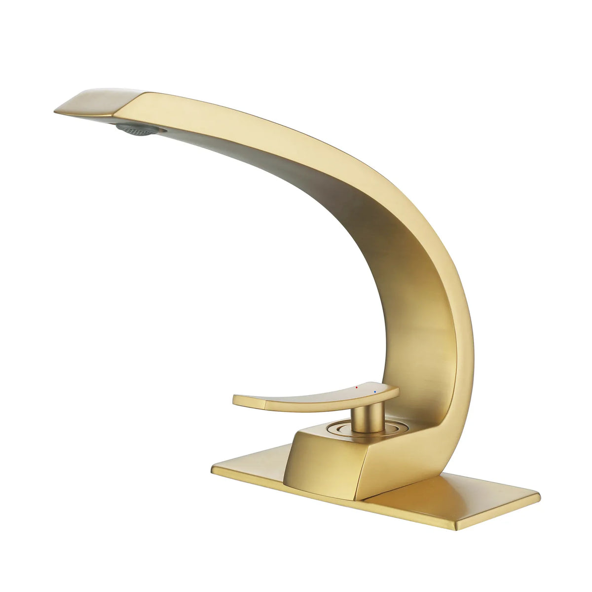 1-Hole Single Handle Bathroom Sink Faucet (With Deck Plate)  In Brushed Gold