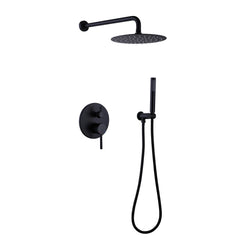 Matte Black Shower System, Wall Mounted Shower Faucet Set For Bathroom With High Pressure , 2 Way Pressure Balance Shower Valve Kit - RB0731