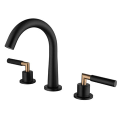 Circular Three Holes 2-Handles Bathroom Sink Faucet In Matte Black