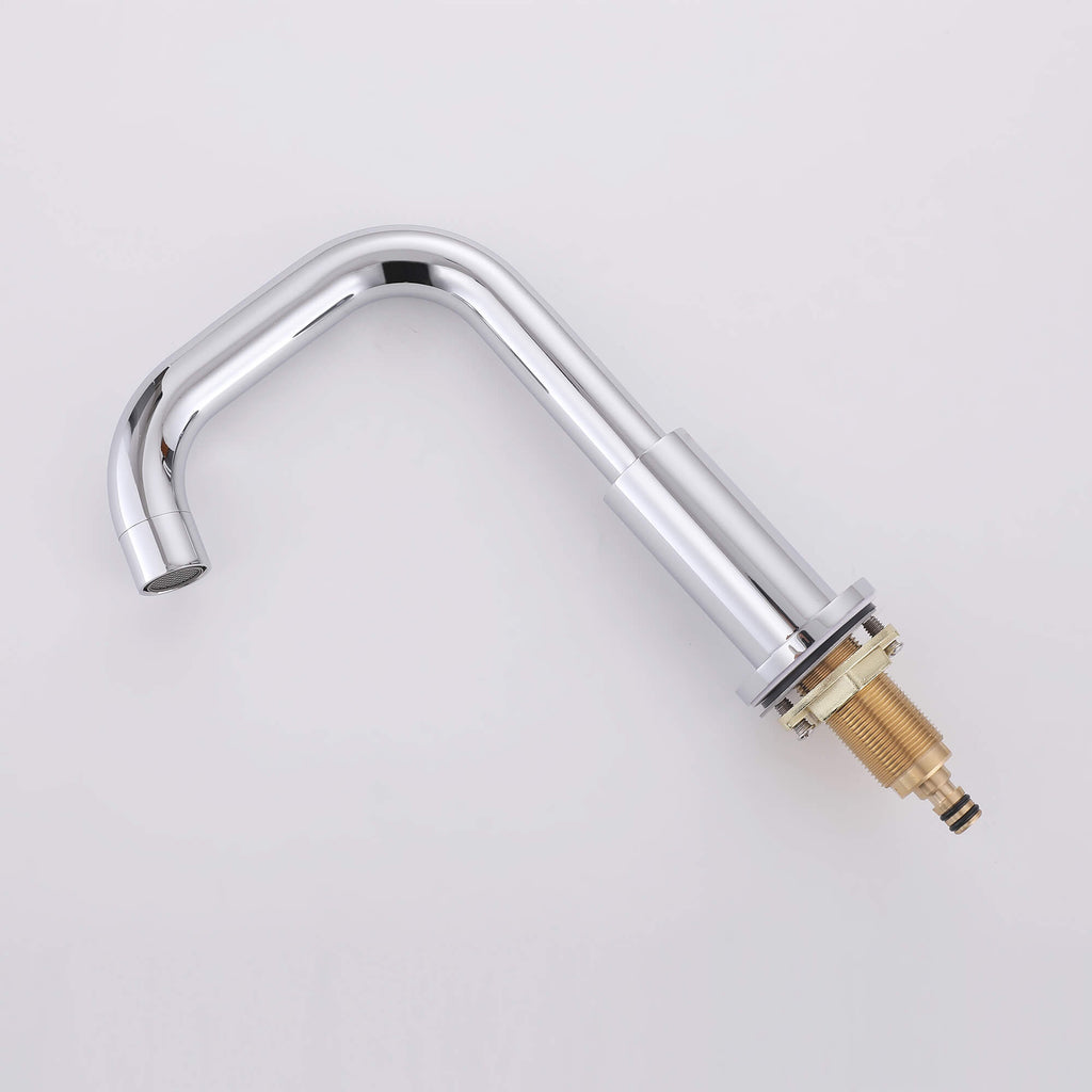 Brass 180° Swivel Gooseneck Spout Widespread Bathroom Faucet with Dual Handles