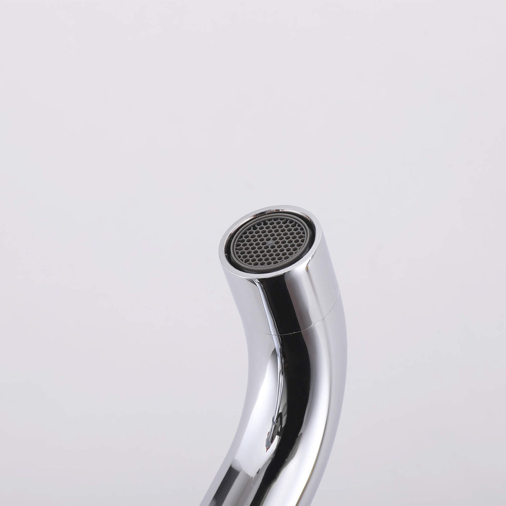Brass 180° Swivel Gooseneck Spout Widespread Bathroom Faucet with Dual Handles