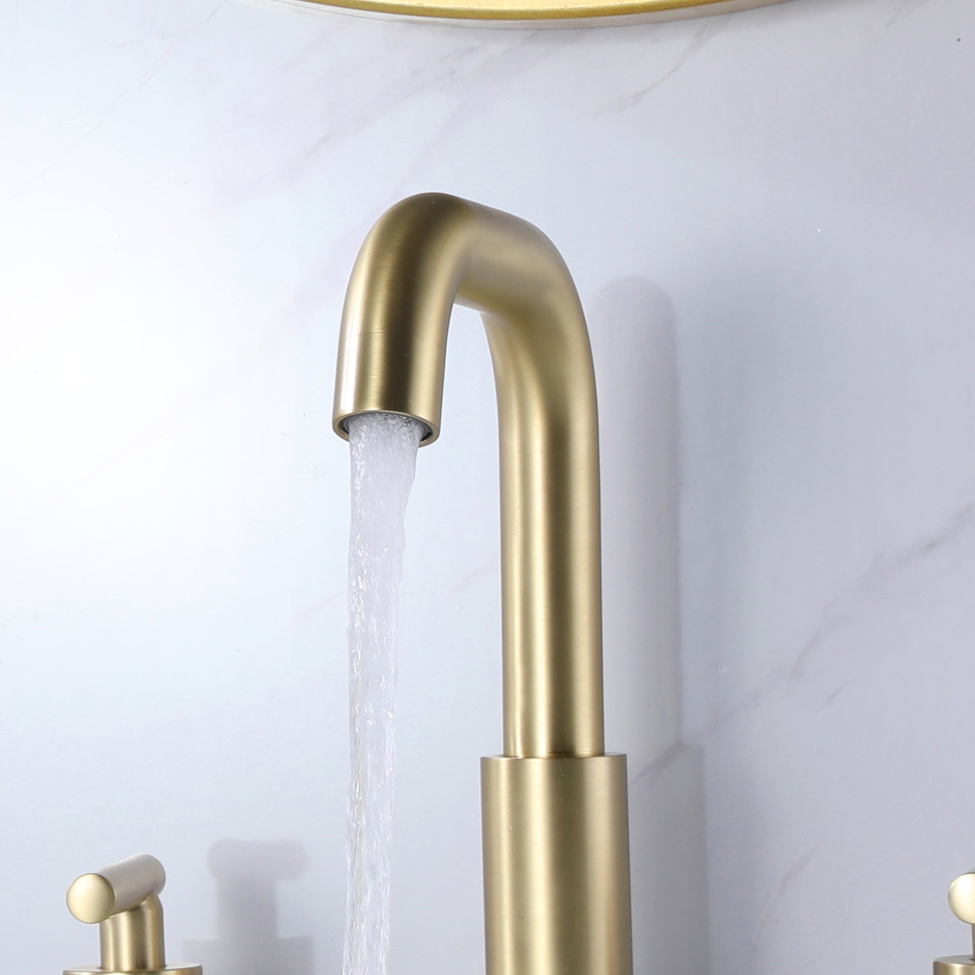 180° Swivel Gooseneck Spout Widespread Bathroom Faucet with Dual Handles