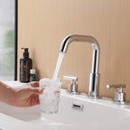 Brass 180° Swivel Gooseneck Spout Widespread Bathroom Faucet with Dual Handles