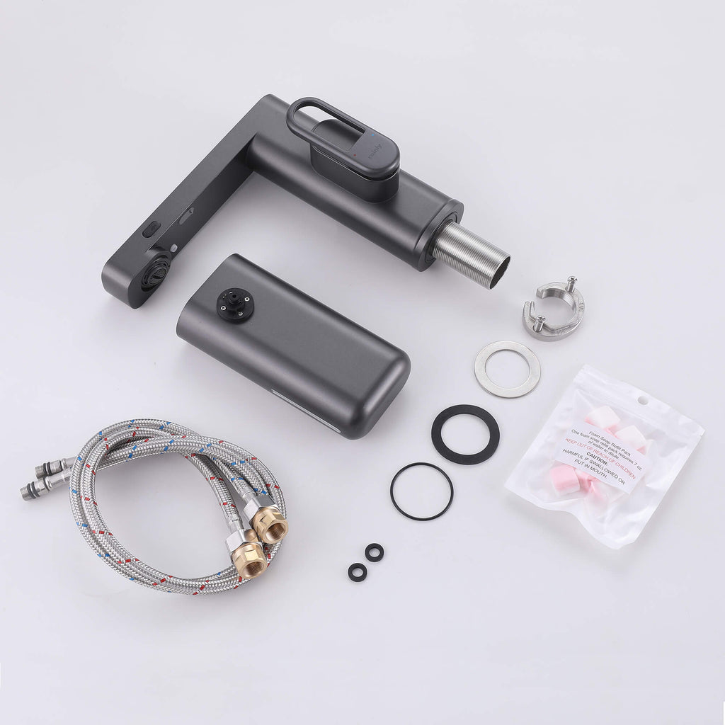 Touchless Smart Soap & Water Sensor Basin Faucet with Integrated Digital Temperature Screen